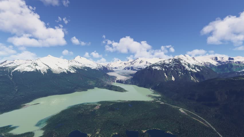 3D - Aerial view of the snow at Mendenhall Glacier in Juneau. Alaska. United States
