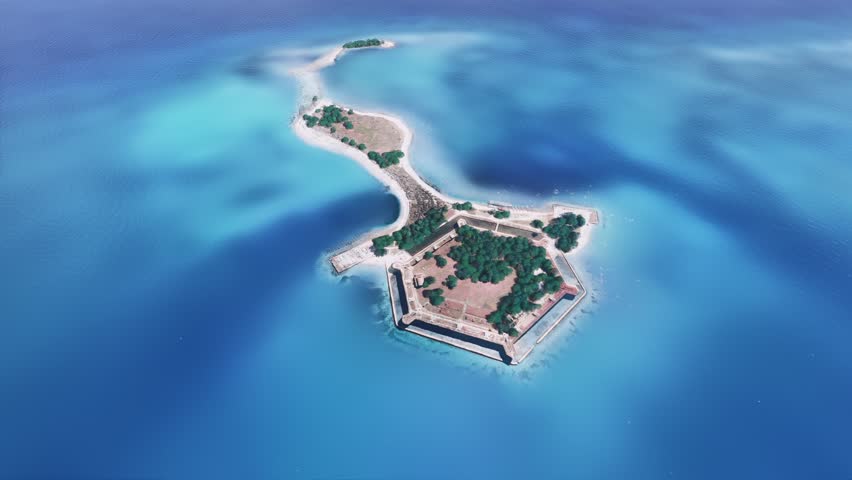 3D - Circular aerial view Dry Tortugas National Park Florida. United States