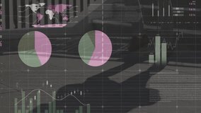 Tech analytics team examining dashboard overlay on stairwell, showing pie charts, graphs, world map. Technology, data visualization, analytics, digital interface, business intelligence, futuristic, - Powered by Shutterstock - Get 15% off with code: PIKWIZARD15