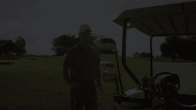 Finance chart overlaying fairway, showing candlesticks green blue trend lines percentages. Finance, analytics, technology, investment, data visualization, market analysis, outdoor - Powered by Shutterstock - Get 15% off with code: PIKWIZARD15