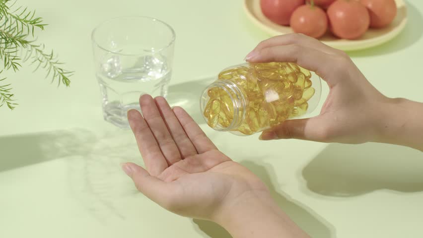 The pill fell from the bottle into the hand below. The person holding the bottle and shake it to make more pills fall. The bottle was made of transparent plastic and contained hundreds of pills.