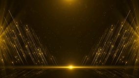 Golden particle lines rising awards stage background. streaks luxurious falling. Elegant particle rain, party performance stage screen. 3D 4K podium Futuristic showcase platform product displaying. - Powered by Shutterstock - Get 15% off with code: PIKWIZARD15