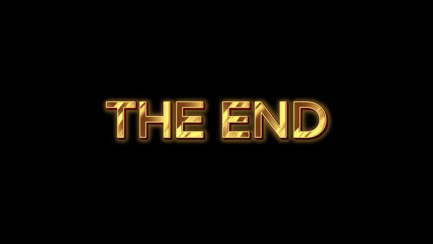 animation the end text in gold color with glitch effect.animated looping The End effect for outro video