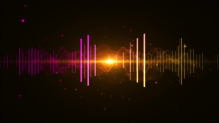4k abstract music sound wave audio waveform black background. Line digital voice technology. radial circular equalizer animation. recording playback of sound, voice, music. Audio waveform flowing