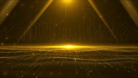 4K 3D Award party stage golden stage glitter animation. stars, lights particles. concert Luxury gold light streak. Particle awards. evening parties, award ceremonies. Luxury magic. 3D Illustration - Powered by Shutterstock - Get 15% off with code: PIKWIZARD15