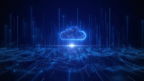 Glowing Cloud Computing Network Digital Data Storage backup Abstract Concept. data transfer, storage, online services. data center servers and cloud storage for data management. High. 3D Illustration - Powered by Shutterstock - Get 15% off with code: PIKWIZARD15