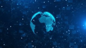 Global network connection data processing data technology global world Digital social network icons worldwide cyberspace. Face icon. Social networking service. users, sms, messages. 3D Illustration - Powered by Shutterstock - Get 15% off with code: PIKWIZARD15