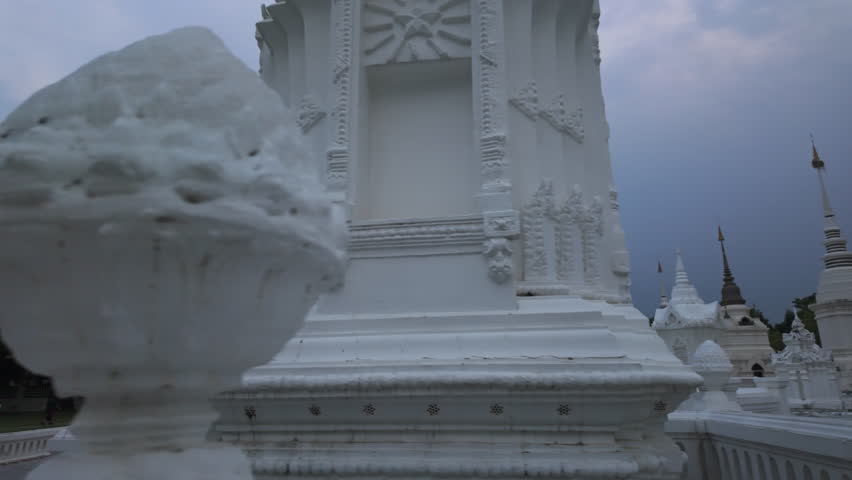 Wat Suan Dok Temple Of Chiang Mai, Thailand At Sunset - Handheld Slide Right Shot