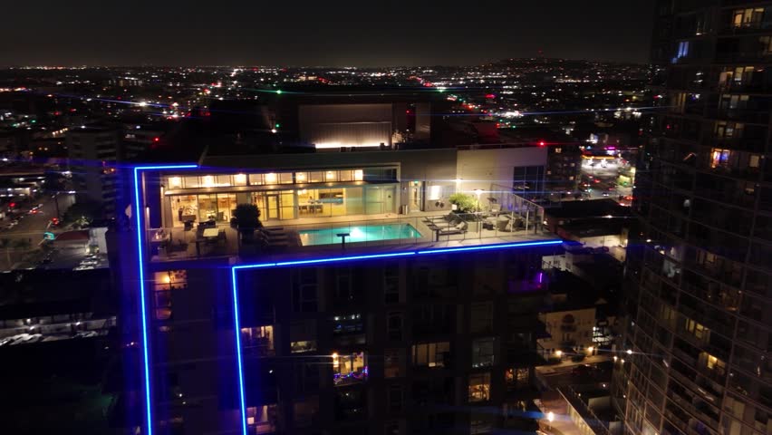 long beach at night during a busy midweek by downtown in California
