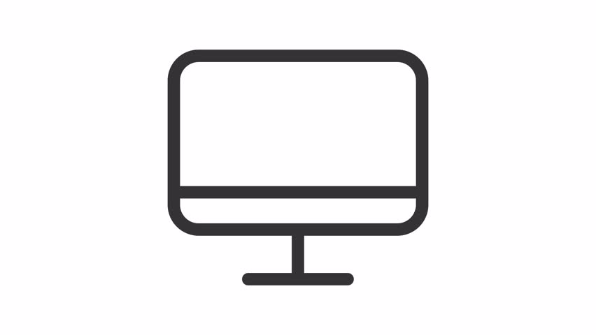 Computer monitor ui icon line animation. Modern PC screen. Equipped home office workplace. Internet technology animated user interface element isolated on white. HD video with alpha channel