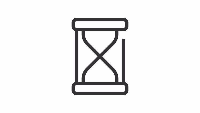 Turning hourglass ui icon line animation. Time management strategy. Vintage measuring tool. Sand glass timer animated user interface element isolated on white. HD video with alpha channel