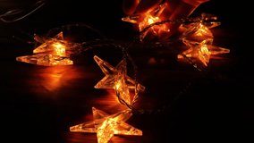 beautiful stars garland in the dark. Christmas garland with stars.Shiny wallpaper with garlands in warm light tones - Powered by Shutterstock - Get 15% off with code: PIKWIZARD15