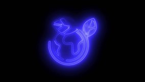 Animated neon earth with leaves symbolizing environmental protection and sustainability - Powered by Shutterstock - Get 15% off with code: PIKWIZARD15