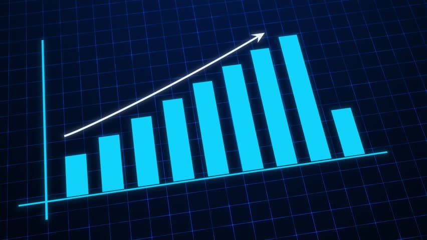 Digital blue bar chart with growing business concept