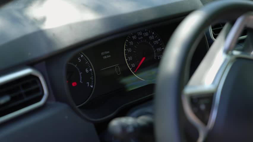 modern passenger car ready for a trip. car dashboard at the time of starting. road travel. indication on the screen of the car's on-board computer about the serviceability of all systems and readiness