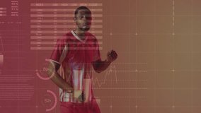 male athlete standing in analytics dashboard, showcasing tech charts and world map overlays. Sportswear, data visualization, digital interface, analytics, fitness, technology, modern - Powered by Shutterstock - Get 15% off with code: PIKWIZARD15