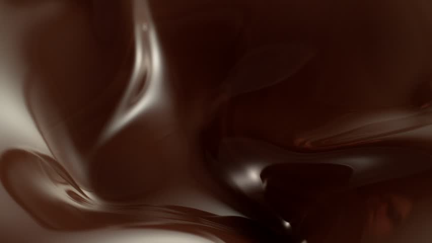 Super Slow Motion of Splashing and Mixing Hot Melted Chocolate, Creating Waves Shapes, Filmed on High Speed Cinema Camera, 1000 fps.