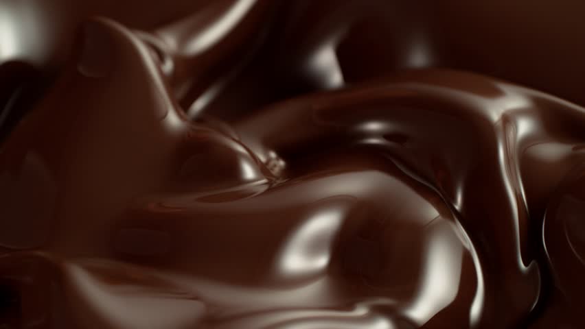 Super Slow Motion of Splashing and Mixing Hot Melted Chocolate, Creating Waves Shapes, Filmed on High Speed Cinema Camera, 1000 fps.