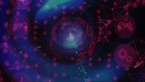 3D digital globe glowing in blue-teal center, pulsing red social icons and network lines around. Technology, connectivity, futuristic, data, network, innovation, cyberspace - Powered by Shutterstock - Get 15% off with code: PIKWIZARD15