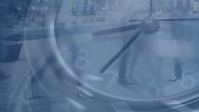 businessperson stepping across crosswalk, showing translucent clock overlay for marketing timing. Urban, minimalistic, illustrative, commercial, modern, dynamic, transportation - Powered by Shutterstock - Get 15% off with code: PIKWIZARD15