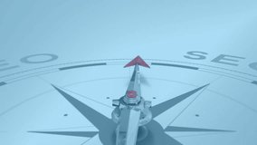 Compass needle spinning over blue dotted world map, floating teal SEO left and red SEC right. Navigation, global, direction, technology, digital, strategic, interface - Powered by Shutterstock - Get 15% off with code: PIKWIZARD15
