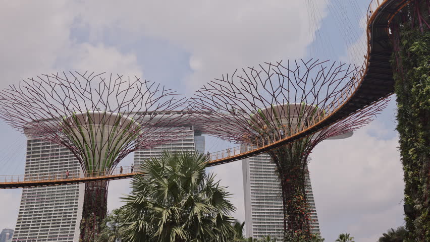 daytime shot of the art installations of gardens by the bay in singapore
