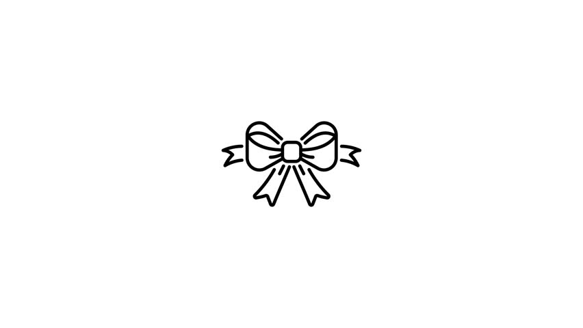 A decorative ribbon bow animated icon in line style 