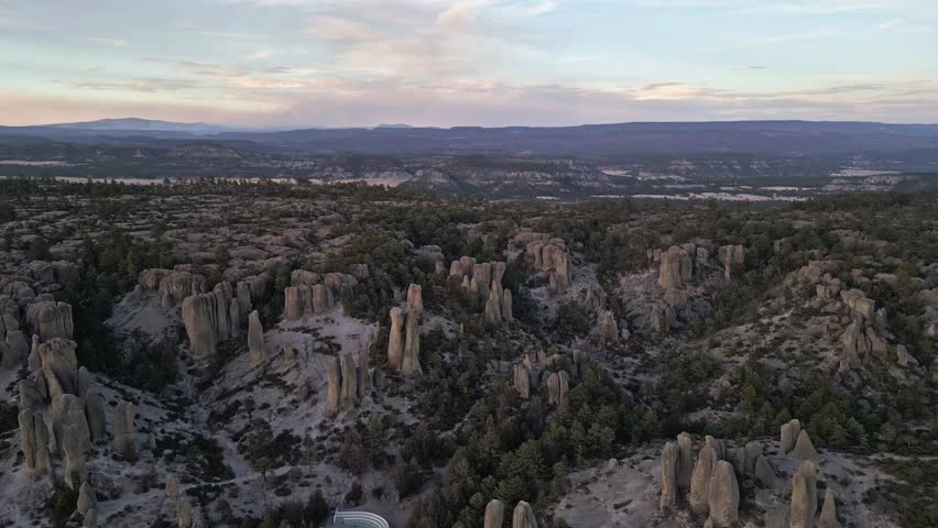 Majestic rock formations and dense forests at Valle de los Monjes, Chihuahua