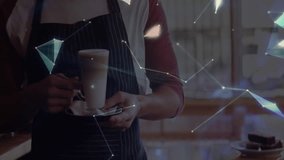 Apron wearing man exploring workshop, projecting holographic globe network for technology designers. Technology, innovation, digital, connectivity, futuristic, workspace, engineering - Powered by Shutterstock - Get 15% off with code: PIKWIZARD15