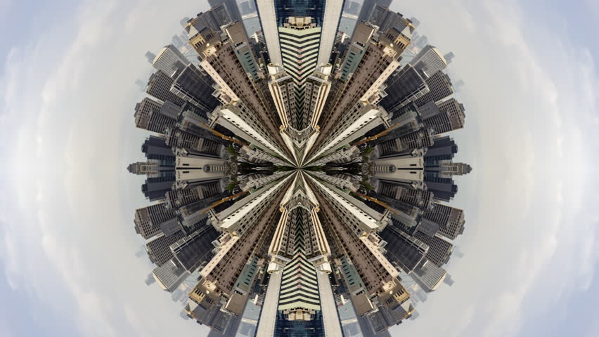 Hong Kong skyline turned into abstract tiny planet