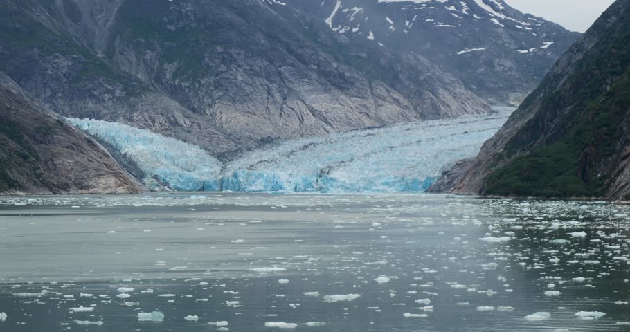 Scenic cruising at the Dawes Glacier, Endicott Arm fjord, Alaska.Cruise industry in Alaska.