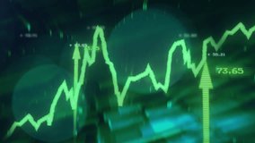 Flat design chart showing fluctuating green line graph with upward arrows and numeric labels. Data, analytics, dashboard, technology, finance, metrics, performance - Powered by Shutterstock - Get 15% off with code: PIKWIZARD15