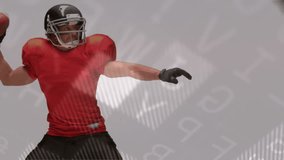 Male football player throwing pass in studio, displaying technology charts map grid analytics. Athlete, sports, digital, analytics, performance, futuristic, motion - Powered by Shutterstock - Get 15% off with code: PIKWIZARD15