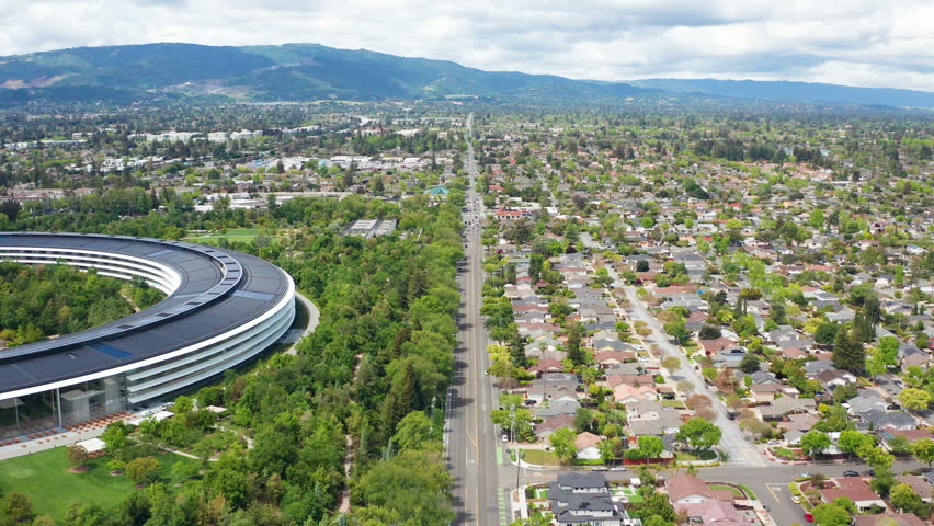 Aerial drone shot view of Cupertino San Jose Bay Area residential suburb town 34 - Aerial Drone View