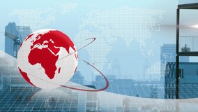 White 3D globe spinning above transparent grid plane, showing red orbital rings and dot map overlay. Planetary, connectivity, innovation, futuristic, technology, urban, global - Powered by Shutterstock - Get 15% off with code: PIKWIZARD15