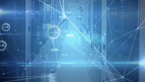 Data center corridor glowing with floating network lines and scrolling code overlays in 3D render. Futuristic, cybersecurity, digital, technology, modern, innovation, connectivity - Powered by Shutterstock - Get 15% off with code: PIKWIZARD15