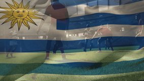 Rugby players contesting ruck ball in stadium, with animated charts showing sports analytics data. Athletes, teamwork, intensity, competition, outdoor, sport, athleticism - Powered by Shutterstock - Get 15% off with code: PIKWIZARD15