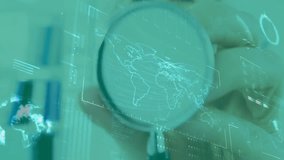 Female doctor holding stethoscope in medical lab, displaying holographic world map and bar charts. Medical, technology, data, healthcare, digital, analytics, innovation - Powered by Shutterstock - Get 15% off with code: PIKWIZARD15