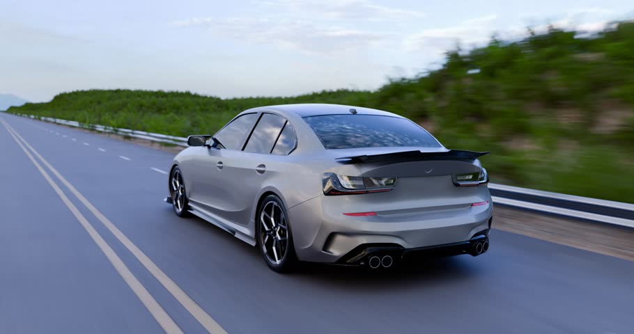 Back view of car on a trip