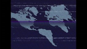 Glitching digital world map centering screen, displaying red route lines and scanline distortion. Vector, technology, futuristic, digital art, data visualization, cyber, cyberpunk - Powered by Shutterstock - Get 15% off with code: PIKWIZARD15