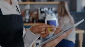 Businesswoman adjusting collar in office, showing financial candlestick charts and digital globe. Professional, finance, technology, modern, corporate, analytics, data - Powered by Shutterstock - Get 15% off with code: PIKWIZARD15