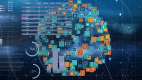 Data visualizations being animated in dashboard, with world map, pie charts, line graphs, icons. Technology, analytics, digital, dashboard, finance, innovation, data - Powered by Shutterstock - Get 15% off with code: PIKWIZARD15