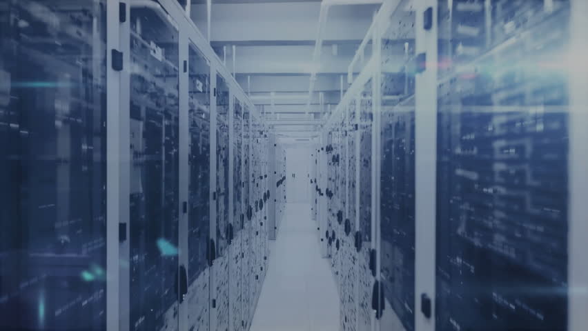 3D render server rack aisle glowing in cool blue light, showing data charts and LED indicators. Technology, data, networking, analytics, digital, infrastructure, innovation - Powered by Shutterstock - Get 15% off with code: PIKWIZARD15