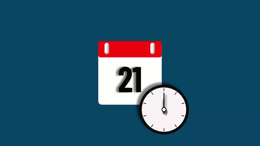 November month 21 date calendar icon animation. Calendar with clock icon background animation 4k video.