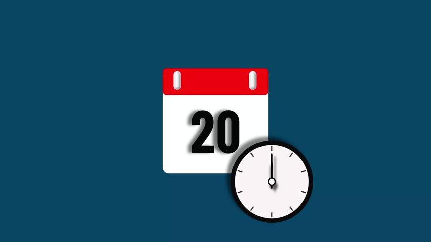 November month 20 date calendar icon animation. Calendar with clock icon background animation 4k video.