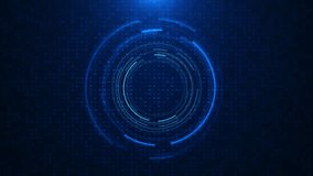 Abstract futuristic cyber circle futuristic HUD elements with Ai chatbot, sci-fi particle tunnel, technology glowing surface, neon night scene, 4K digital science animation, virtual reality concept. - Powered by Shutterstock - Get 15% off with code: PIKWIZARD15