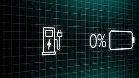 Futuristic digital charging interface showing Eco leaf icon and 100% battery over holographic globe. Futuristic, innovation, sustainability, holographic, digital, technology, energy - Powered by Shutterstock - Get 15% off with code: PIKWIZARD15