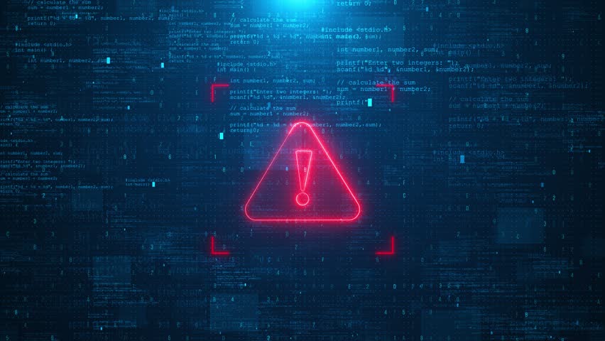 Computer hacking error message warning glitch text and noise effects alert of hacker attack, system error or security breach on computer. cyber attack. Warning on the screen. Danger internet virus.
