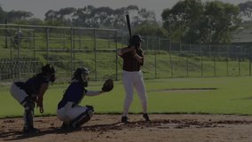 female batter standing at home plate with catcher crouching, displaying sports analytics overlay. Athletic, competition, technology, outdoor, determination, teamwork, dynamic - Powered by Shutterstock - Get 15% off with code: PIKWIZARD15