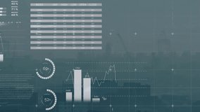 Two large pie charts floating on data screen, showing world map, bar chart, candlestick trends. Data visualization, financial analytics, digital interface, urban environment, business intelligence, - Powered by Shutterstock - Get 15% off with code: PIKWIZARD15